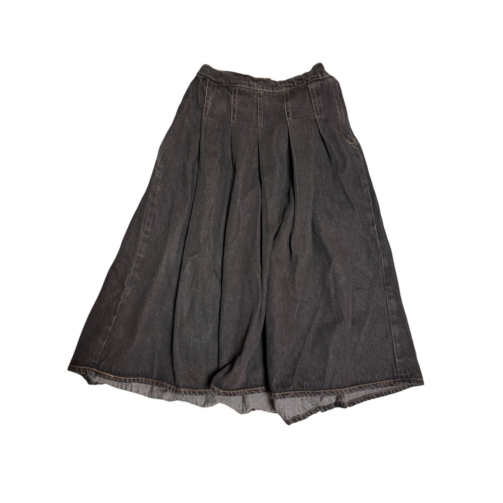 Analogie Size 14 Girl Long Dark Denim Pleated Skirt 100% Cotton Side Zip Midi